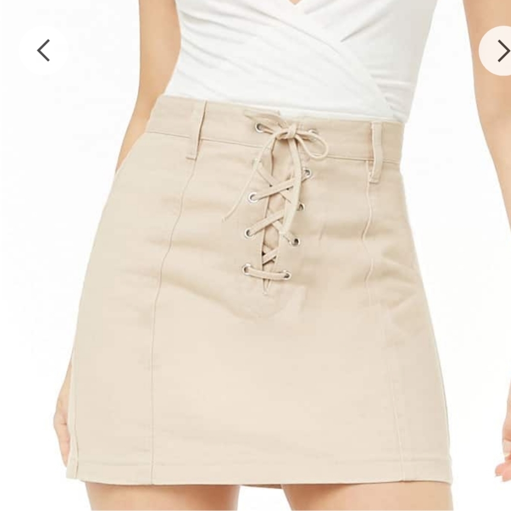 Lace Up Denim Skirt NWT  [NO STRETCH]